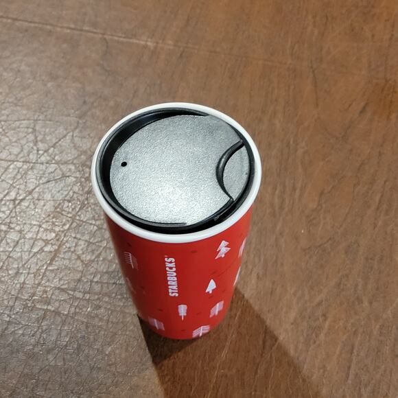 2018 Starbucks 12oz travel mug ceramic tumbler red forrest holiday christmas - Picture 4 of 12